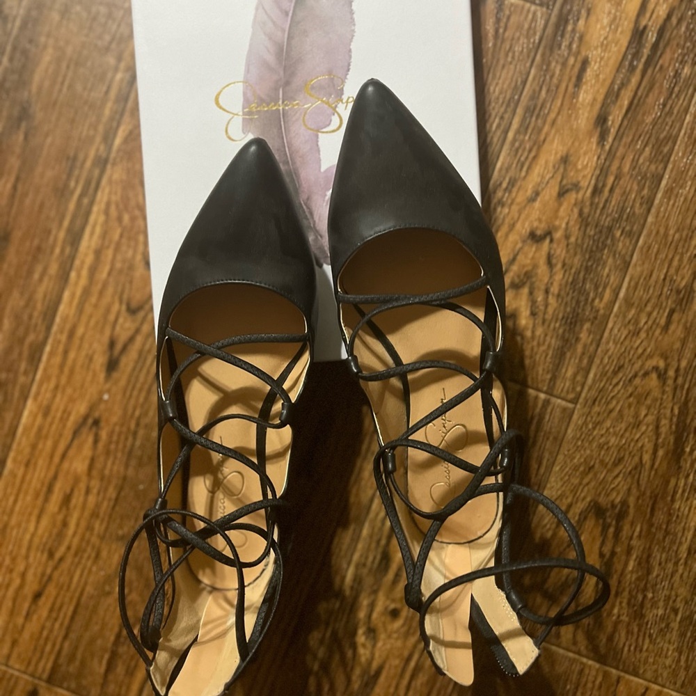 Jessica Simpson Black Flat Dress Shoes worn lightly.
